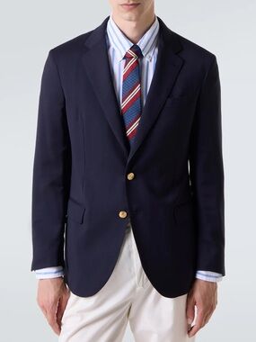 Vintage 100% wool Men's Classic Navy Two-Button Blazer - Tailored Sport Coat